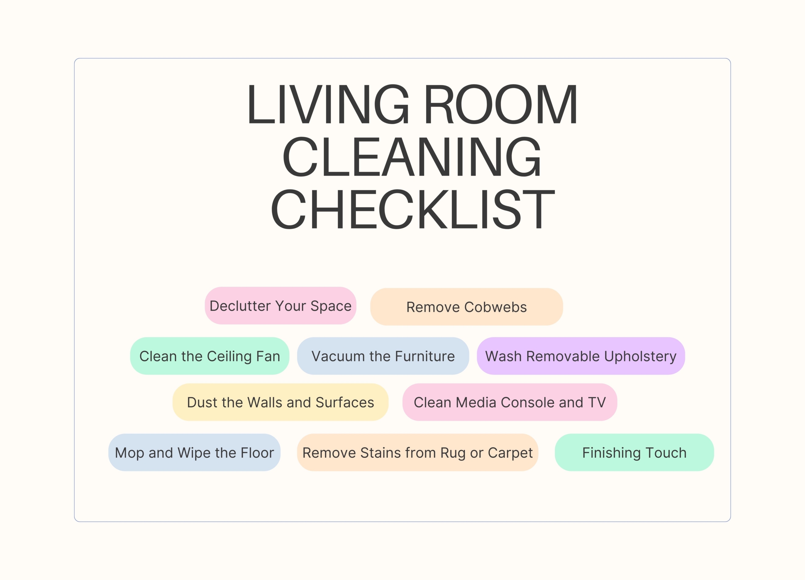 living room cleaning checklist